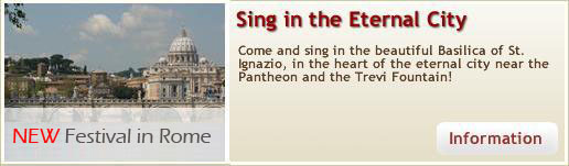 SPECIAL OFFER FOR ALL CHOIRS
Come and sing in the beautiful Basilica of St. Ignazio, in the heart of the eternal city near the Pantheon and the Trevi Fountain!
Special price: 95,00 euro per person
